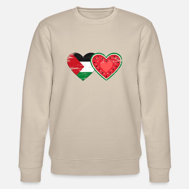 Palestine pastèque drapeau coeur utilisé - Sweat bio CHANGER Stanley/Stella Unisexe - beige
