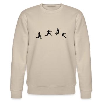 saut en longueur - Sweat bio CHANGER Stanley/Stella Unisexe - beige - Devant - Nik (191cm) & Marisol (170cm)