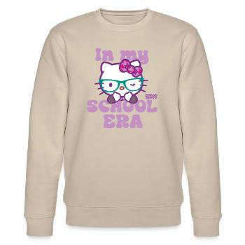 Hello Kitty Mit Brille In My School Era - Stanley/Stella Unisex Bio-Sweatshirt CHANGER  - Beige - Vorne - Nik (191cm) & Marisol (170cm)