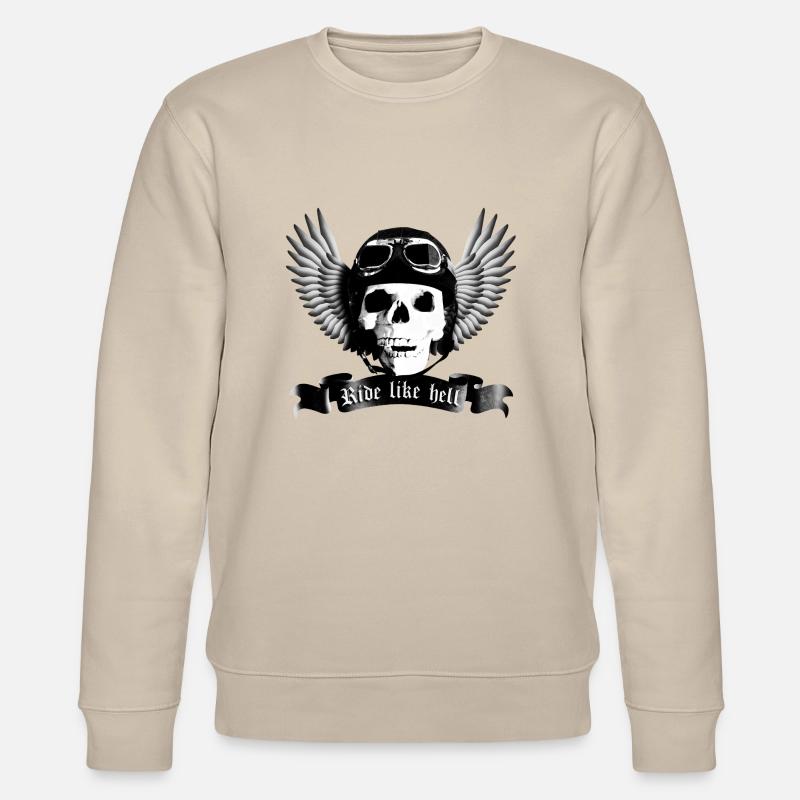 biker_skull_a_sw - Sweat bio CHANGER Stanley/Stella Unisexe - beige