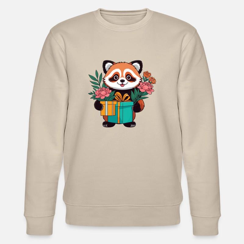 Roter Panda mit Geschenken - Stanley/Stella Unisex Bio-Sweatshirt CHANGER  - Beige