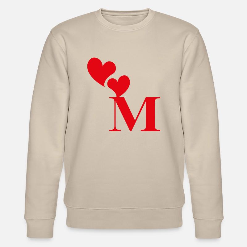 Buchstabe m rotes Herz - Stanley/Stella Unisex Bio-Sweatshirt CHANGER  - Beige