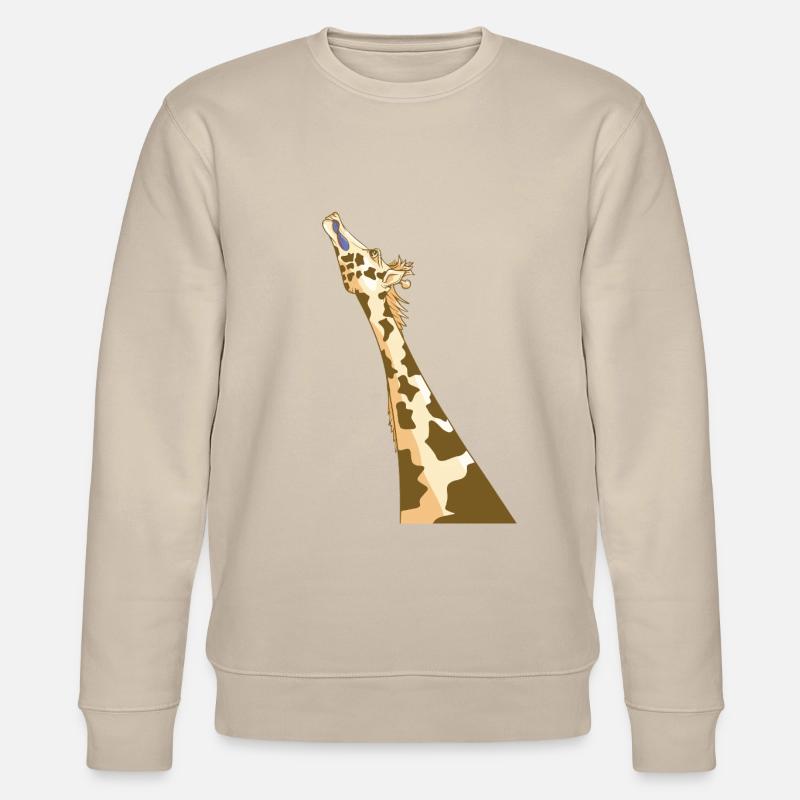 Giraffe mit blauer Zunge - Stanley/Stella Unisex Bio-Sweatshirt CHANGER  - Beige