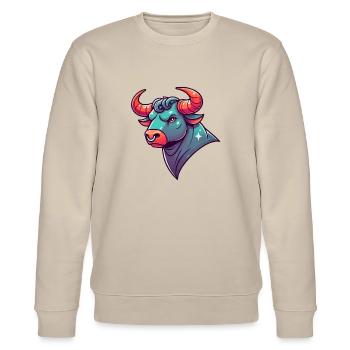 stier cartoon - Stanley/Stella Unisex Bio-Sweatshirt CHANGER  - Beige - Vorne - Nik (191cm) & Marisol (170cm)