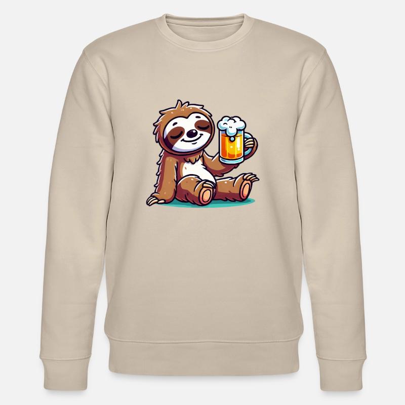 Sloth Beer Comic - Stanley/Stella CHANGER Unisex Organic Sweatshirt - beige