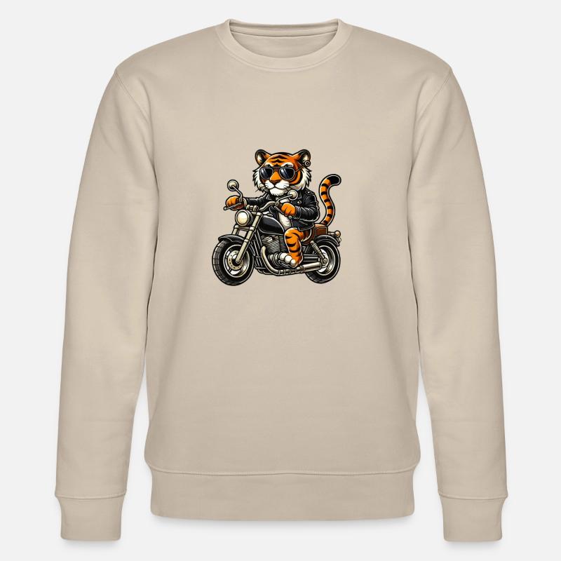 motorrad tiger comic - Stanley/Stella Unisex Bio-Sweatshirt CHANGER  - Beige