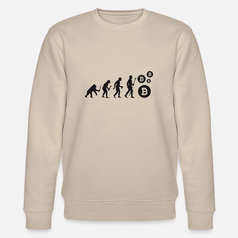 Evolution Bitcoin Bit Coin Shirt - Stanley/Stella CHANGER Unisex Organic Sweatshirt - beige