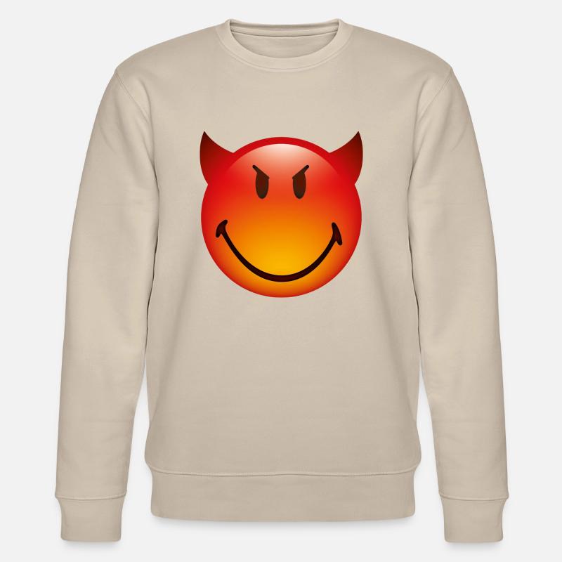 Smiley Glossy Devil - Stanley/Stella CHANGER Unisex Organic Sweatshirt - beige