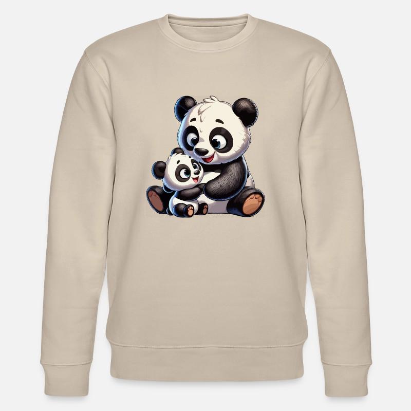 Panda-Mutter mit Kind - Stanley/Stella Unisex Bio-Sweatshirt CHANGER  - Beige