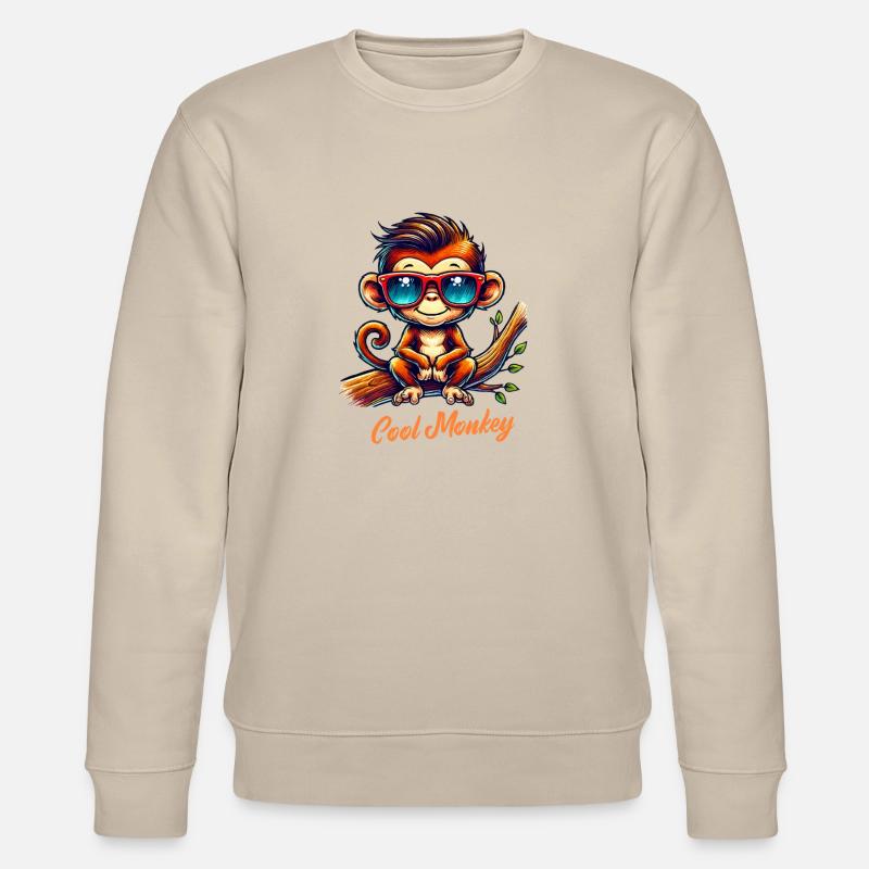 affe sonnenbrille comic - Stanley/Stella Unisex Bio-Sweatshirt CHANGER  - Beige
