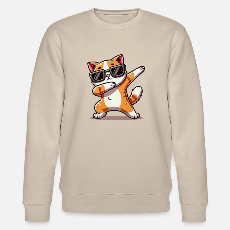 cat comic dabbing - Stanley/Stella CHANGER Unisex Organic Sweatshirt - beige