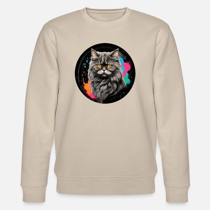 Süßes Perserkatzenportrait mit Farbklecksen - Stanley/Stella Unisex Bio-Sweatshirt CHANGER  - Beige