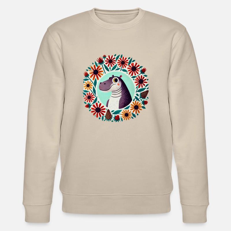 Retro Nilpferd - Stanley/Stella Unisex Bio-Sweatshirt CHANGER  - Beige