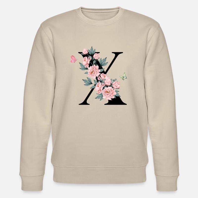 Lettre x fleurs rose - Sweat bio CHANGER Stanley/Stella Unisexe - beige