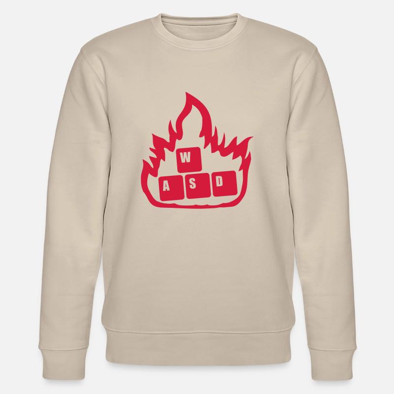Flammen Nerd Computer WASD - Stanley/Stella Unisex Bio-Sweatshirt CHANGER  - Beige