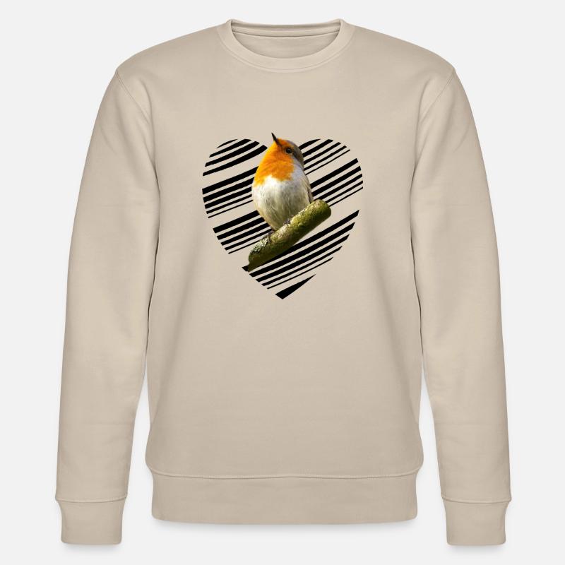 Robin Erithacus rubecula - Stanley/Stella CHANGER Unisex Organic Sweatshirt - beige