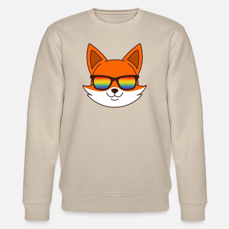 Fuchs mit Regenbogen Sonnenbrille - Stanley/Stella Unisex Bio-Sweatshirt CHANGER  - Beige