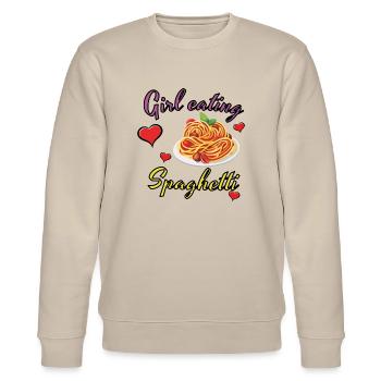 Fille mangeant des spaghettis, design drôle - Sweat bio CHANGER Stanley/Stella Unisexe - beige - Devant - Nik (191cm) & Marisol (170cm)