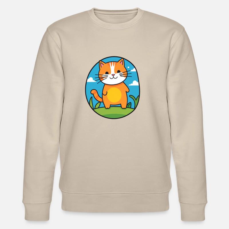 Katze im Comicstil - Stanley/Stella Unisex Bio-Sweatshirt CHANGER  - Beige