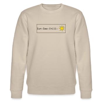 Sun.Sea.Chill - Stanley/Stella Unisex Bio-Sweatshirt CHANGER  - Beige - Vorne - Nik (191cm) & Marisol (170cm)