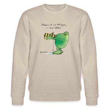 Janosch Frosch 'Küssen Ist Wie ...' - Stanley/Stella Unisex Bio-Sweatshirt CHANGER  - Beige - Vorne - Nik (191cm) & Marisol (170cm)