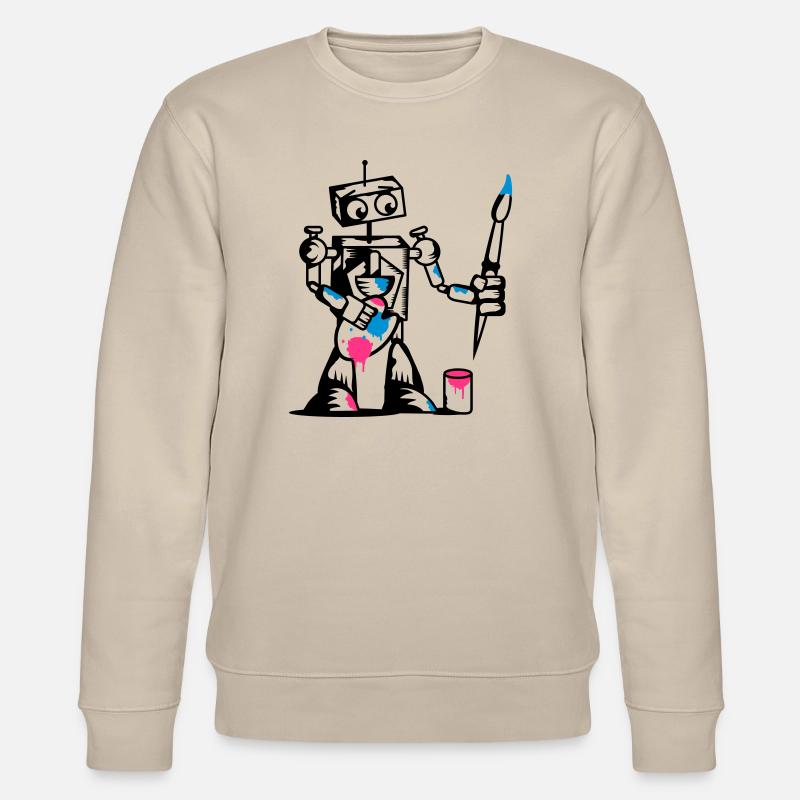 Roboter mit einem Pinsel - Stanley/Stella Unisex Bio-Sweatshirt CHANGER  - Beige