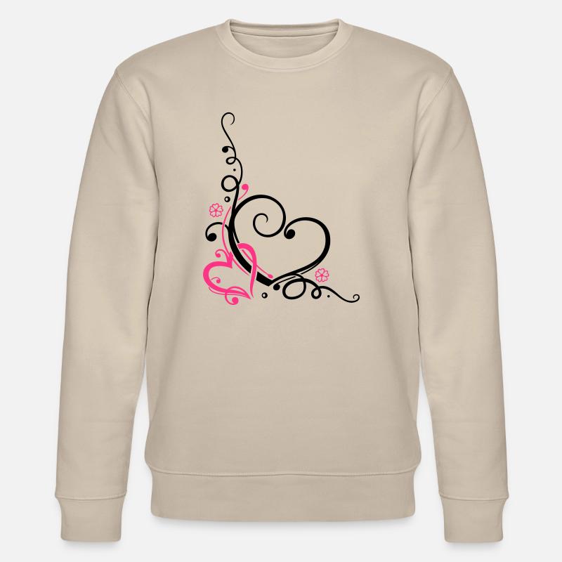 Zwei Herzen mit Blumen, verliebt - Stanley/Stella Unisex Bio-Sweatshirt CHANGER  - Beige