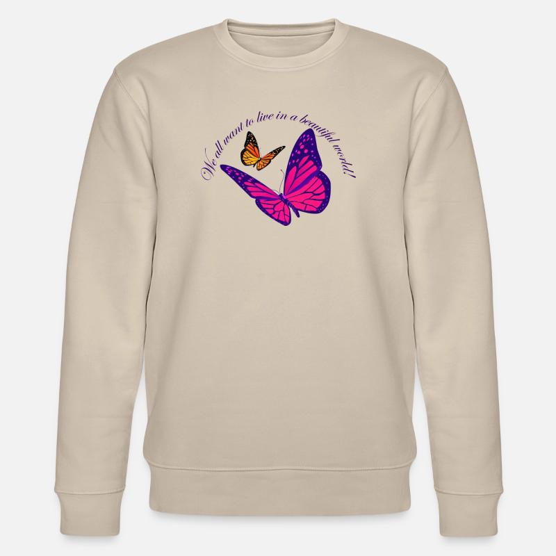 Neon Butterfly Magic - Stanley/Stella CHANGER Unisex Organic Sweatshirt - beige