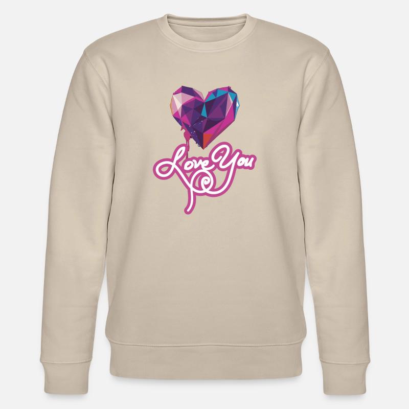 Ich liebe dich, geometrisches Herz - Stanley/Stella Unisex Bio-Sweatshirt CHANGER  - Beige