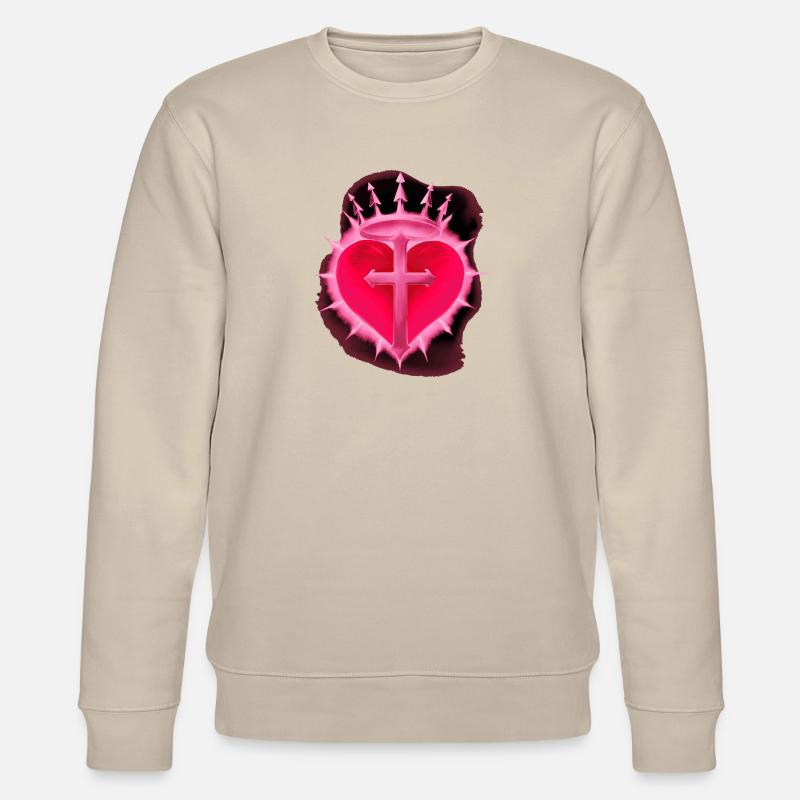 Gothic-Herz, Kreuze, romantiker - Stanley/Stella Unisex Bio-Sweatshirt CHANGER - Beige