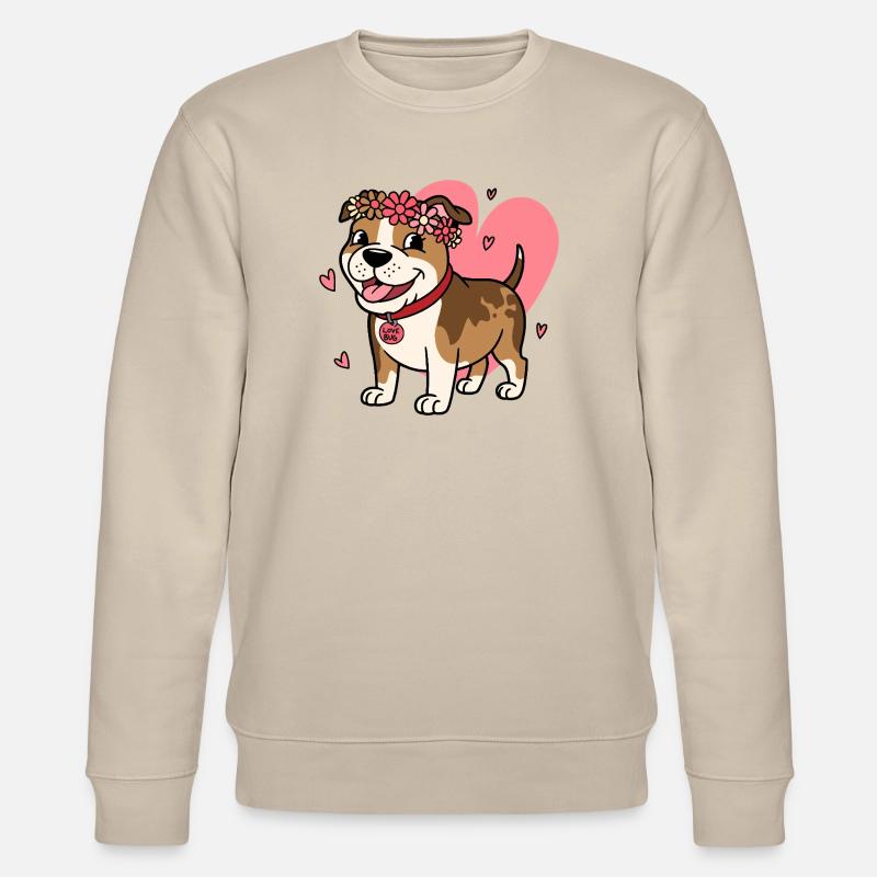Süßer Pitbull Liebeskäfer mit Blumenkrone - Stanley/Stella Unisex Bio-Sweatshirt CHANGER  - Beige