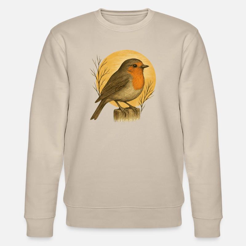 Rotkehlchen - Gartenvögel - Stanley/Stella Unisex Bio-Sweatshirt CHANGER  - Beige
