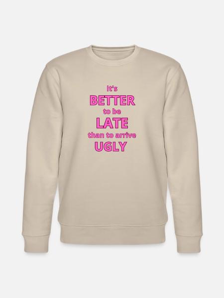 Fet rosa tekstsitat for moteerklæring - Stanley/Stella CHANGER økologisk unisex-sweatshirt - beige