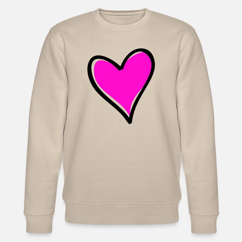 Leuchtendes Pinkes Herzmotiv - Stanley/Stella Unisex Bio-Sweatshirt CHANGER  - Beige