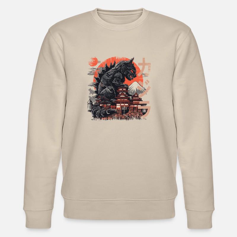 Catzilla Kaiju Katze Japan - Stanley/Stella Unisex Bio-Sweatshirt CHANGER  - Beige