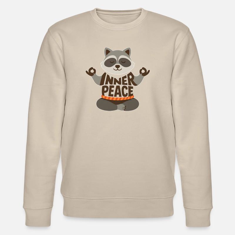 Meditierender Waschbär mit "Inner Peace" - Stanley/Stella Unisex Bio-Sweatshirt CHANGER  - Beige