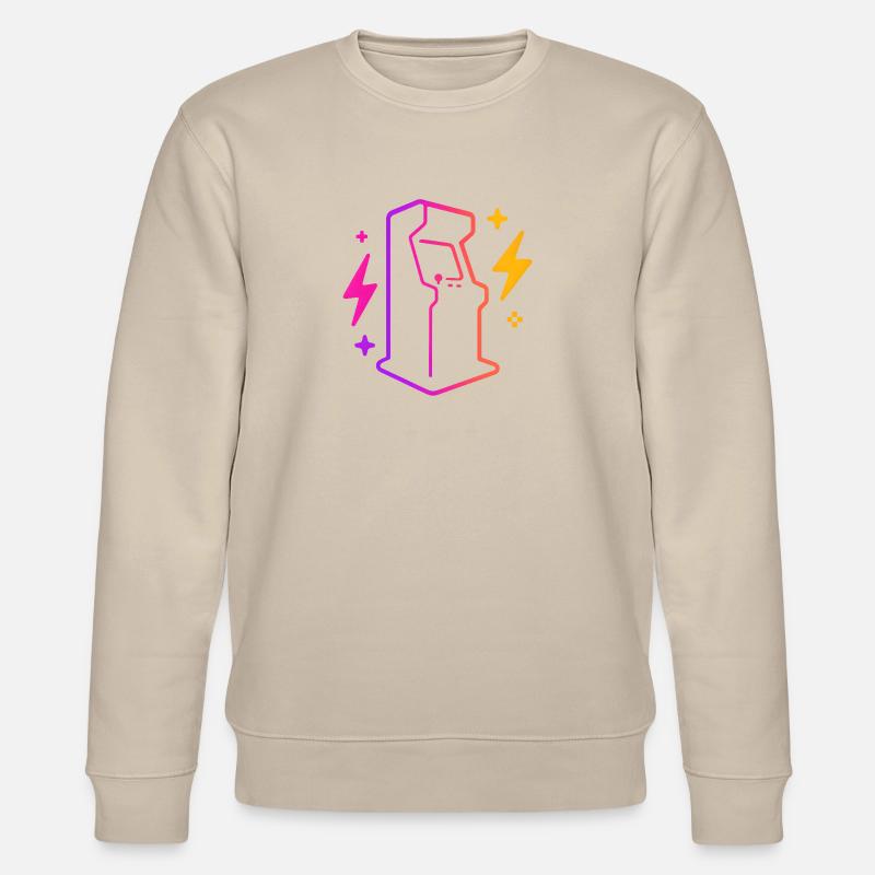 Retro Neon Arcade Spielübersicht - Stanley/Stella Unisex Bio-Sweatshirt CHANGER  - Beige
