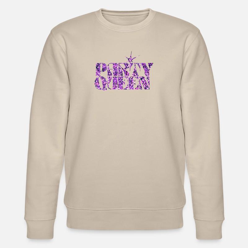 Party Queen Glitter Typography - Stanley/Stella CHANGER Unisex Organic Sweatshirt - beige