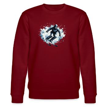 Skifahrer Powder Action - Stanley/Stella Unisex Bio-Sweatshirt CHANGER  - Burgunderrot - Vorne - Nik (191cm) & Marisol (170cm)