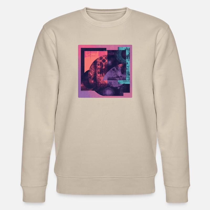 Neon Collage Geometric Pattern - Stanley/Stella CHANGER Unisex Organic Sweatshirt - beige