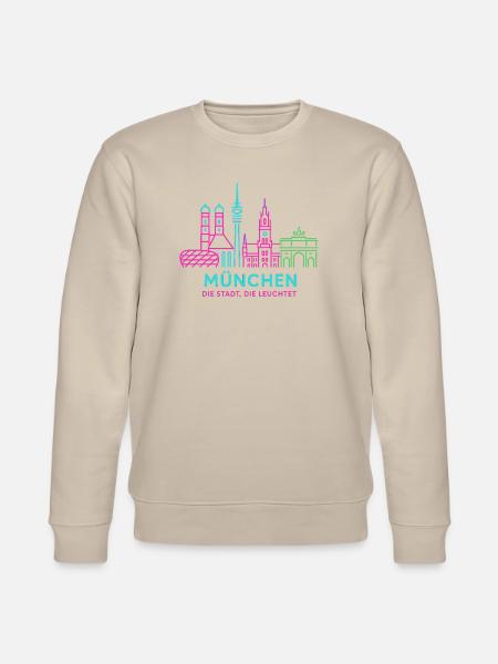 Munich Neon Skyline - Stanley/Stella CHANGER Unisex Organic Sweatshirt - beige