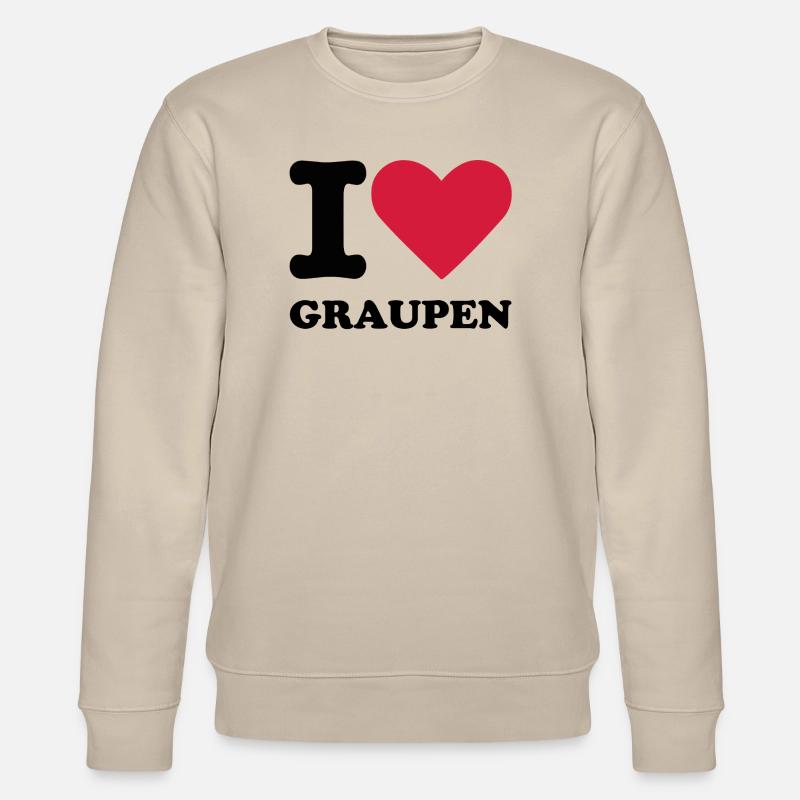 Stromberg Mit Spruch I Love Graupen - Stanley/Stella Unisex Bio-Sweatshirt CHANGER  - Beige