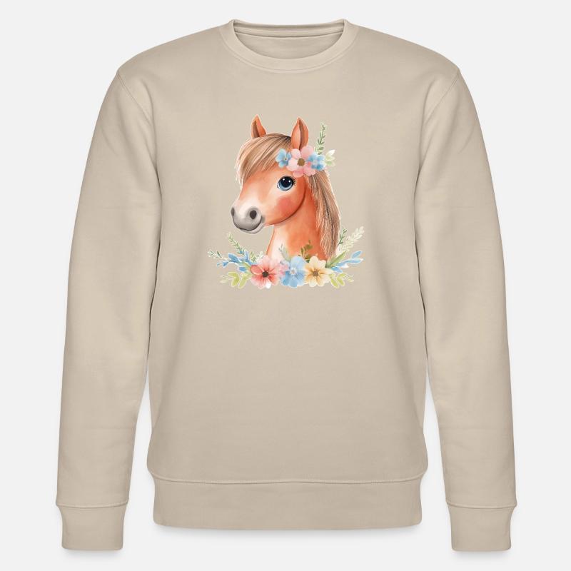 Cheval mignon avec des fleurs - Sweat bio CHANGER Stanley/Stella Unisexe - beige