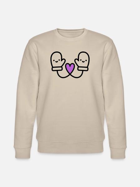 Cute Gloves with Heart | Winter Love - Stanley/Stella CHANGER Unisex Organic Sweatshirt - beige