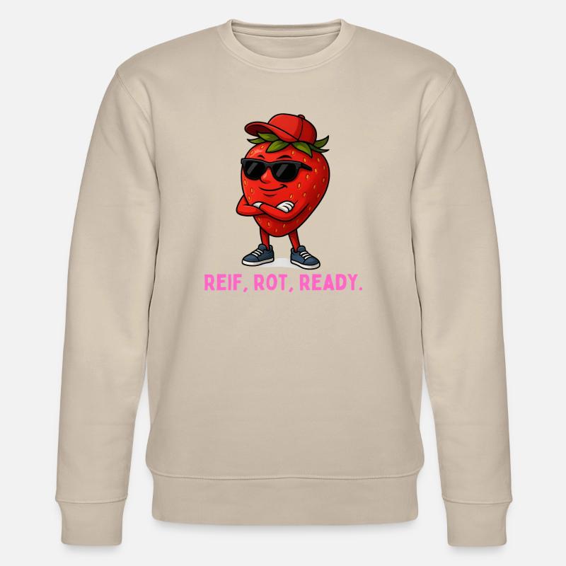 Reif Rot Ready Erdbeere-Maskottchen - Stanley/Stella Unisex Bio-Sweatshirt CHANGER  - Beige