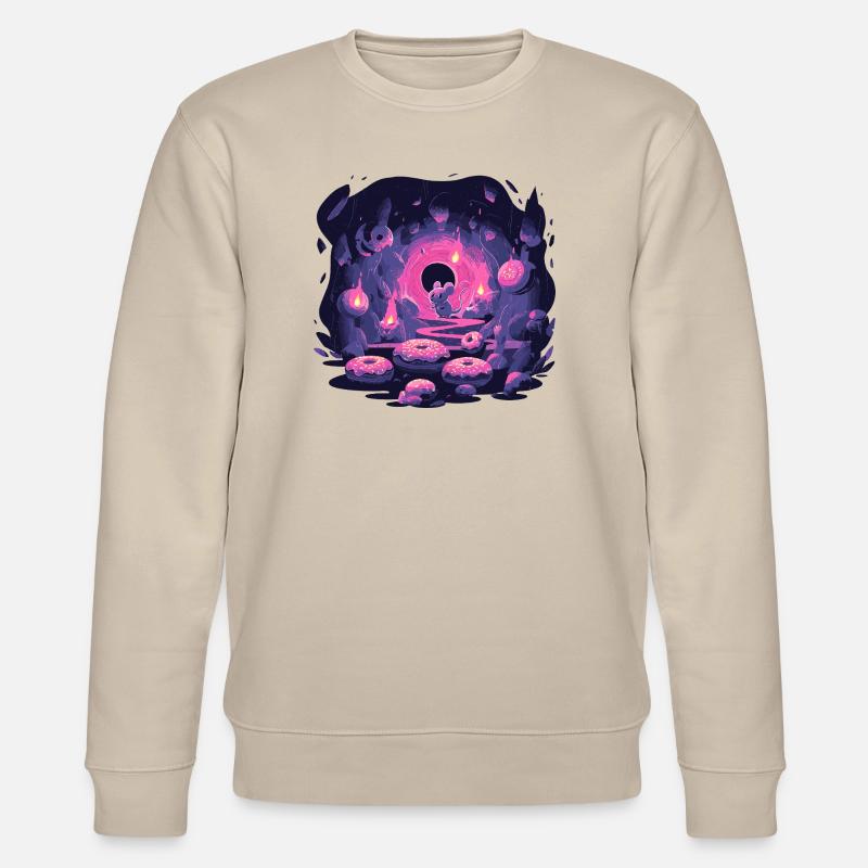 Neon Mouse Cave with Donuts - Stanley/Stella CHANGER Unisex Organic Sweatshirt - beige