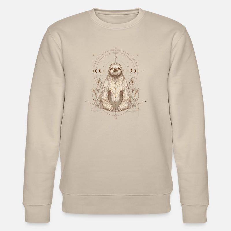 Faultier mit Mondphasen im Boho Stil - Stanley/Stella Unisex Bio-Sweatshirt CHANGER  - Beige