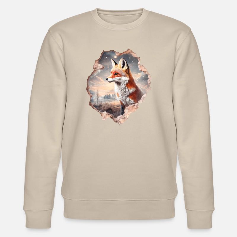 Fuchs und Sternenhimmel - Stanley/Stella Unisex Bio-Sweatshirt CHANGER  - Beige