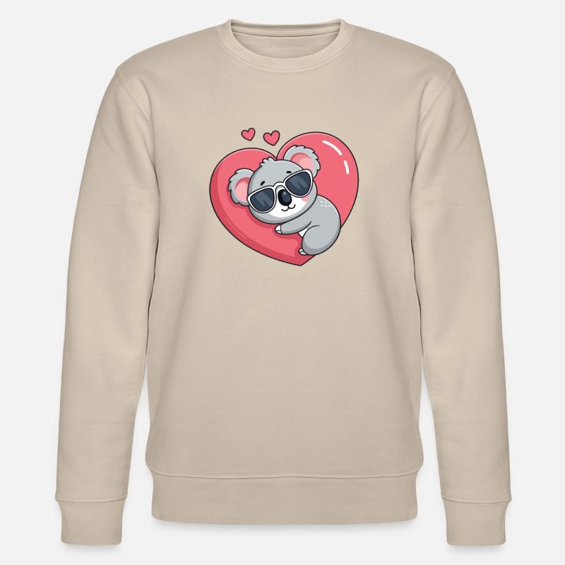 Koala-Ruhebrille mit rosa Herz - Stanley/Stella Unisex Bio-Sweatshirt CHANGER  - Beige