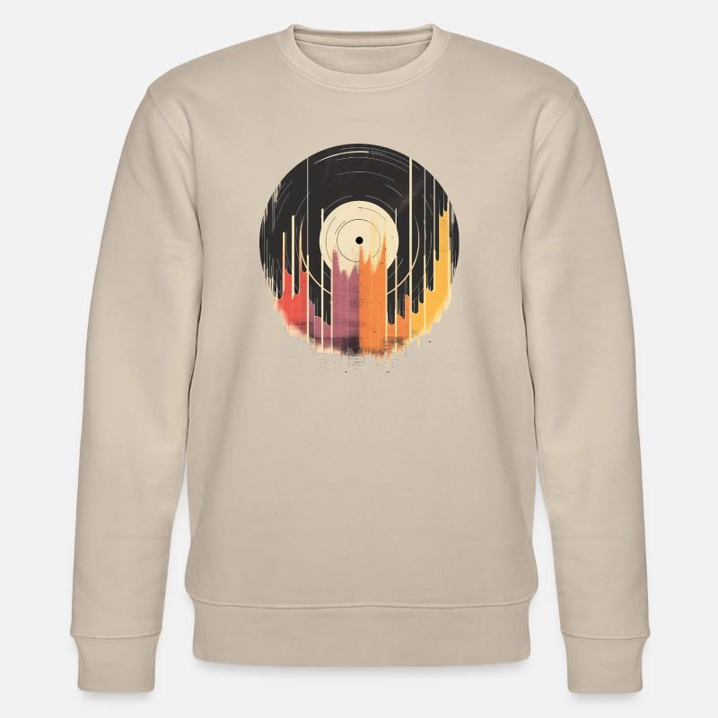 Abstraktes Vinyl Design Bunt Musik - Stanley/Stella Unisex Bio-Sweatshirt CHANGER  - Beige